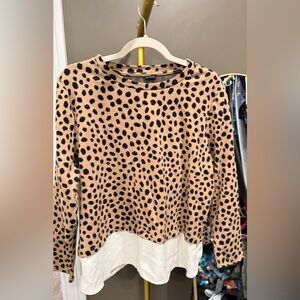 LOFT Tan and Black Spotted Blouse